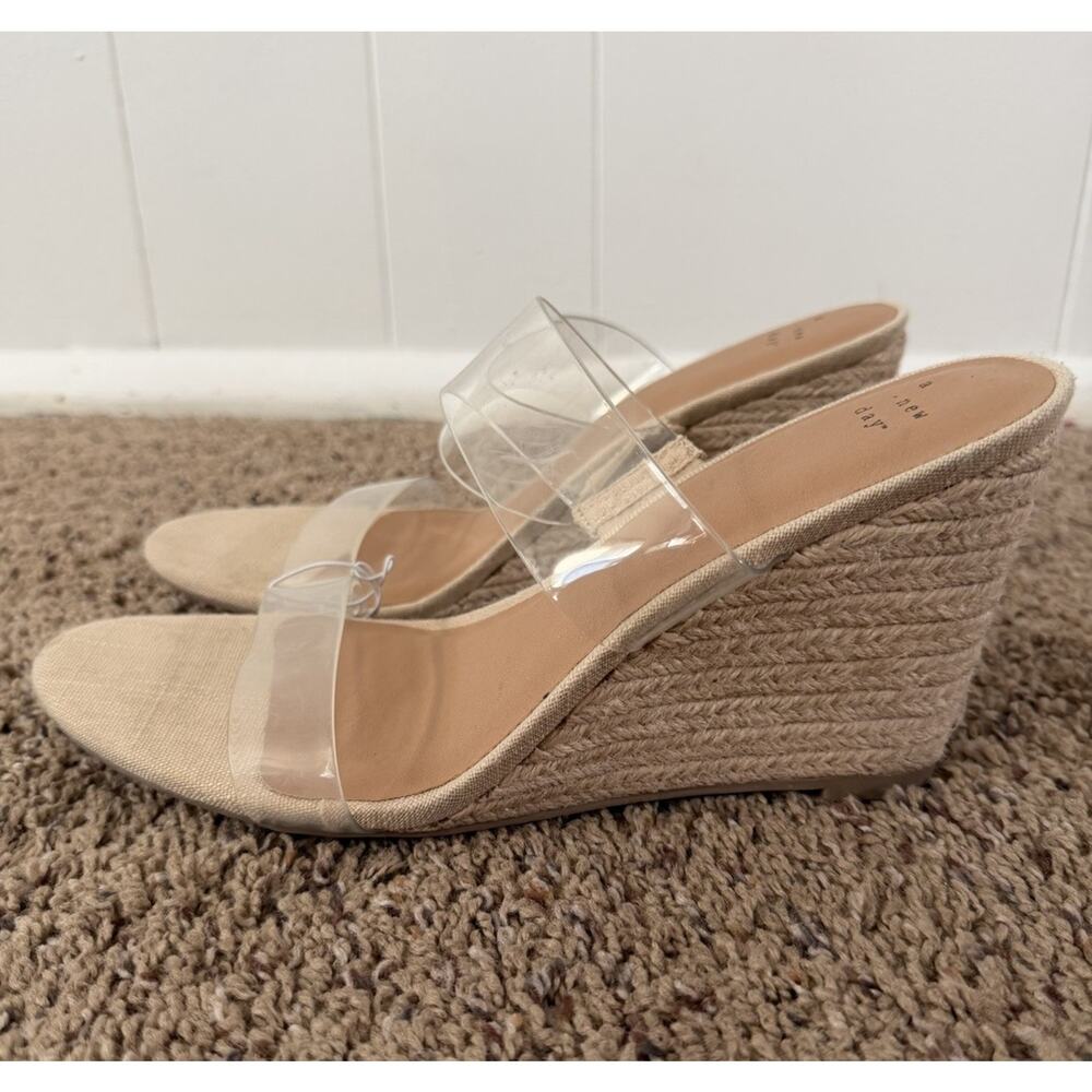 A New Day Clear Strap Espadrille Wedge Sandals Nude Beige Size 11 NWT - Picture 4 of 8